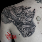 Tatuaggio africa con i big five africani