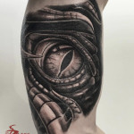 Bioorganic reptile eye in black and grey style